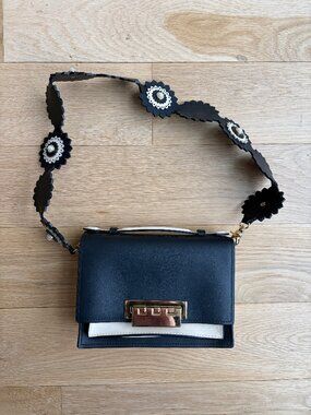 ZAC Zac Posen Earthette Small Color-Block Accordion Leather Shoulder Bag